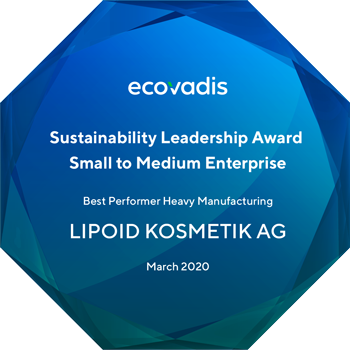Lipoid-Kosmetik_EcoVadis_Award_Logo_Type-Quality-Policy Logo CFI.co Award 2020 for Outstanding Contribution to Natural Cosmetics