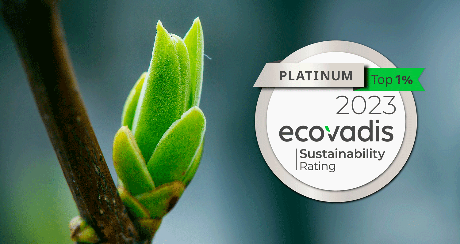 Logo Ecovadis Platinum medal 2023 sustainability rating